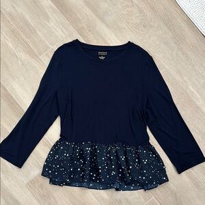 Women's Navy Star Print Peplum Top